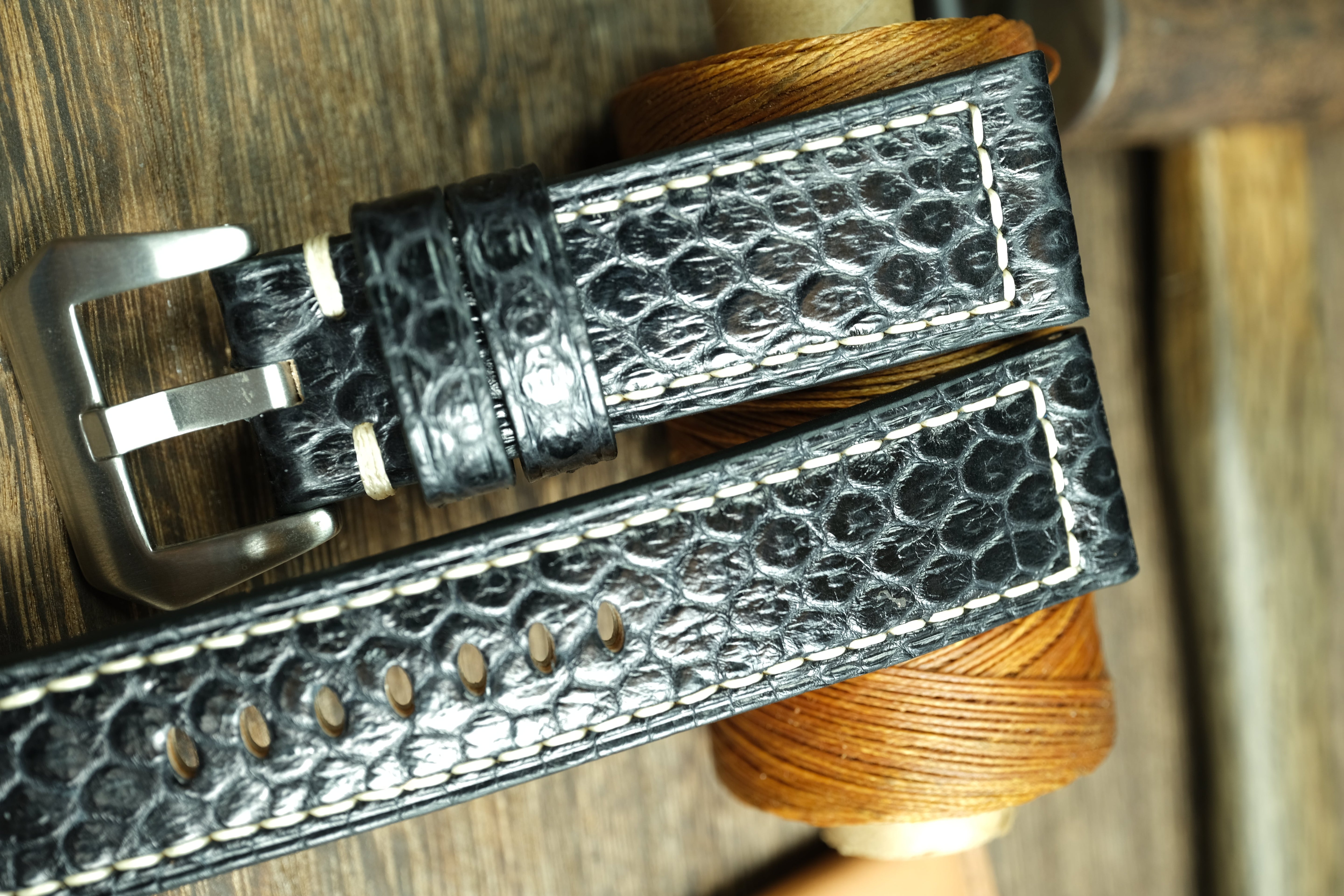 Black Snake Leather Handmade Panerai Watch Strap