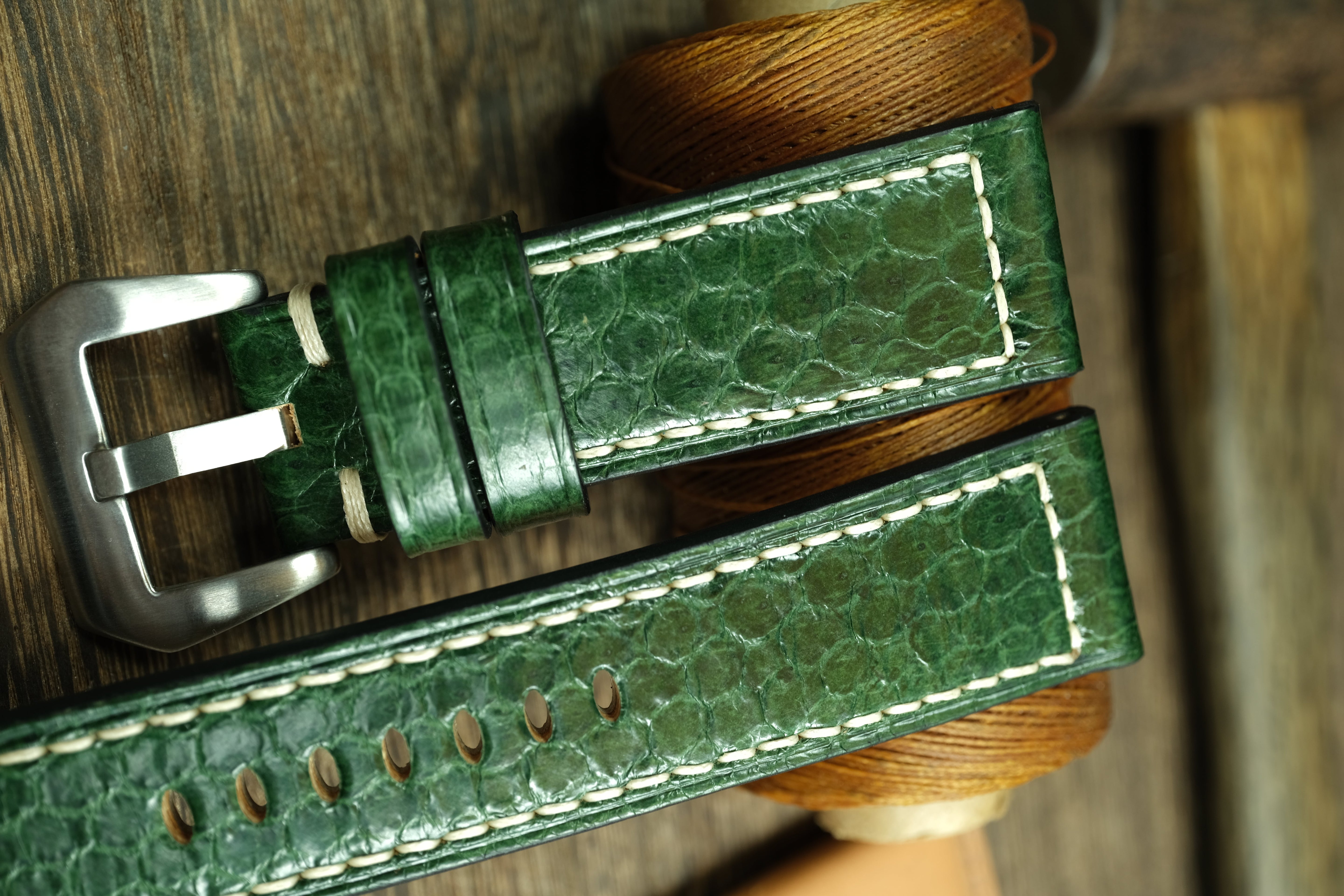 Green Snake Leather Handmade Panerai Watch Strap
