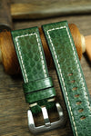 PANERAI WATCH BAND HANDMADE, SNAKE LEATHER GREEN COLOR.