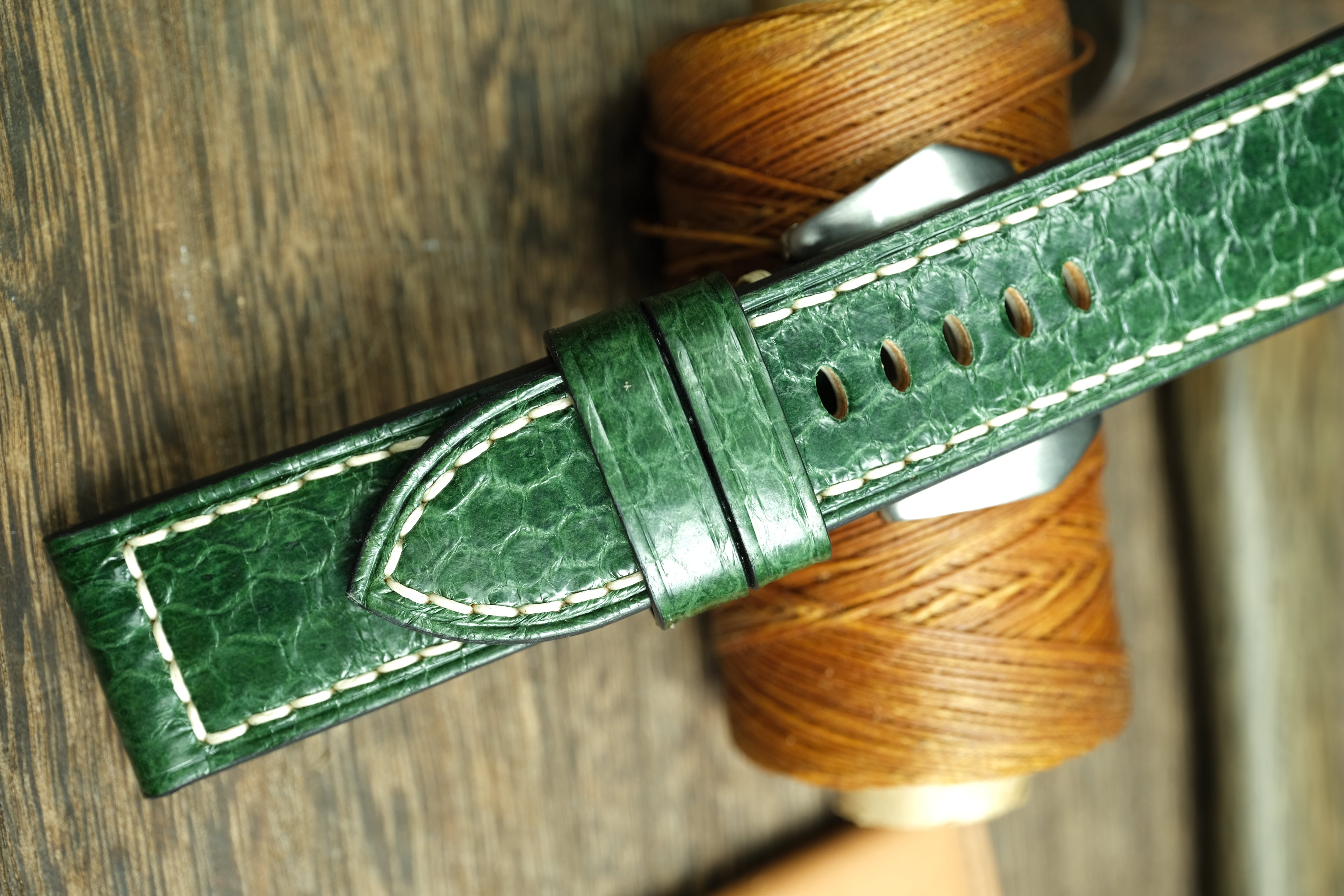 Green Snake Leather Handmade Panerai Watch Strap
