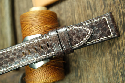 Dark Brown Snake Leather Panerai Watch Strap