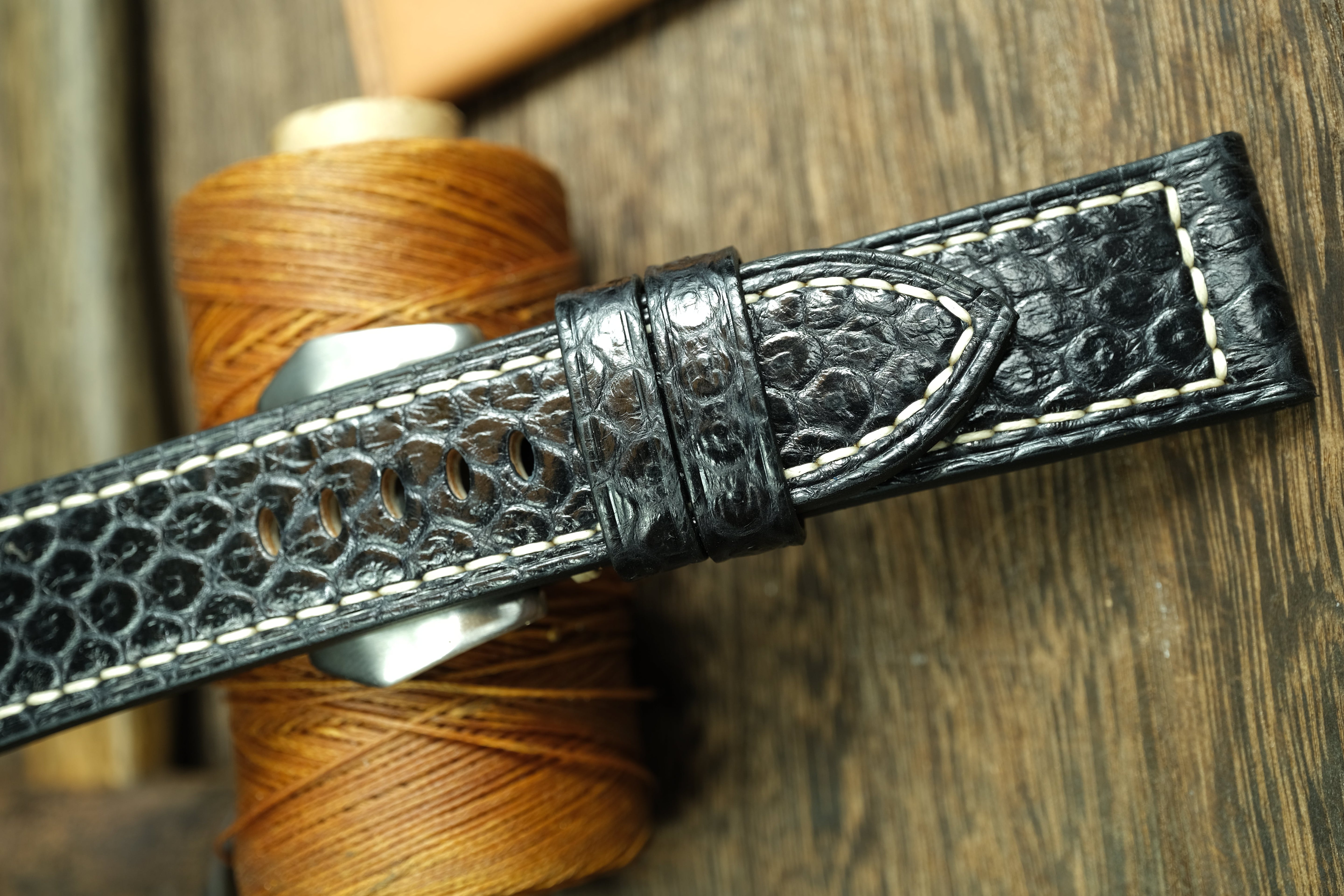 Black Snake Leather Handmade Panerai Watch Strap