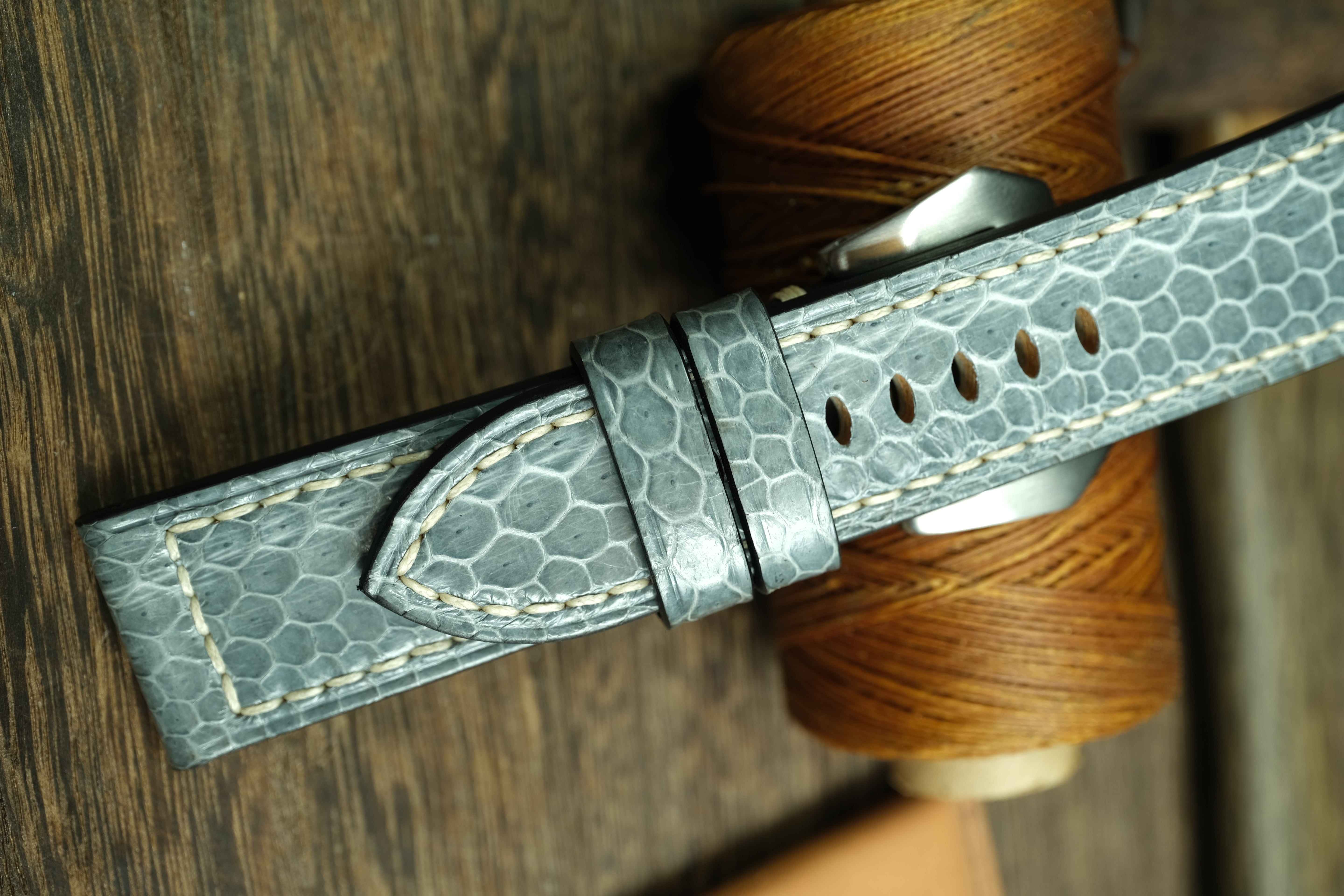 Light Grey Snake Leather Panerai Watch Strap