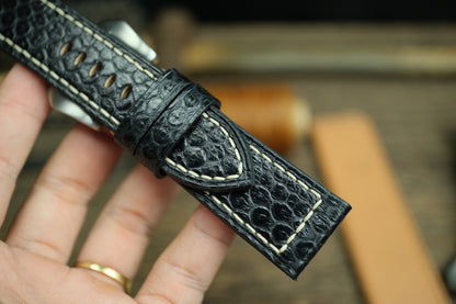 Black Snake Leather Handmade Panerai Watch Strap