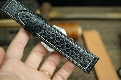 Black Snake Leather Handmade Panerai Watch Strap