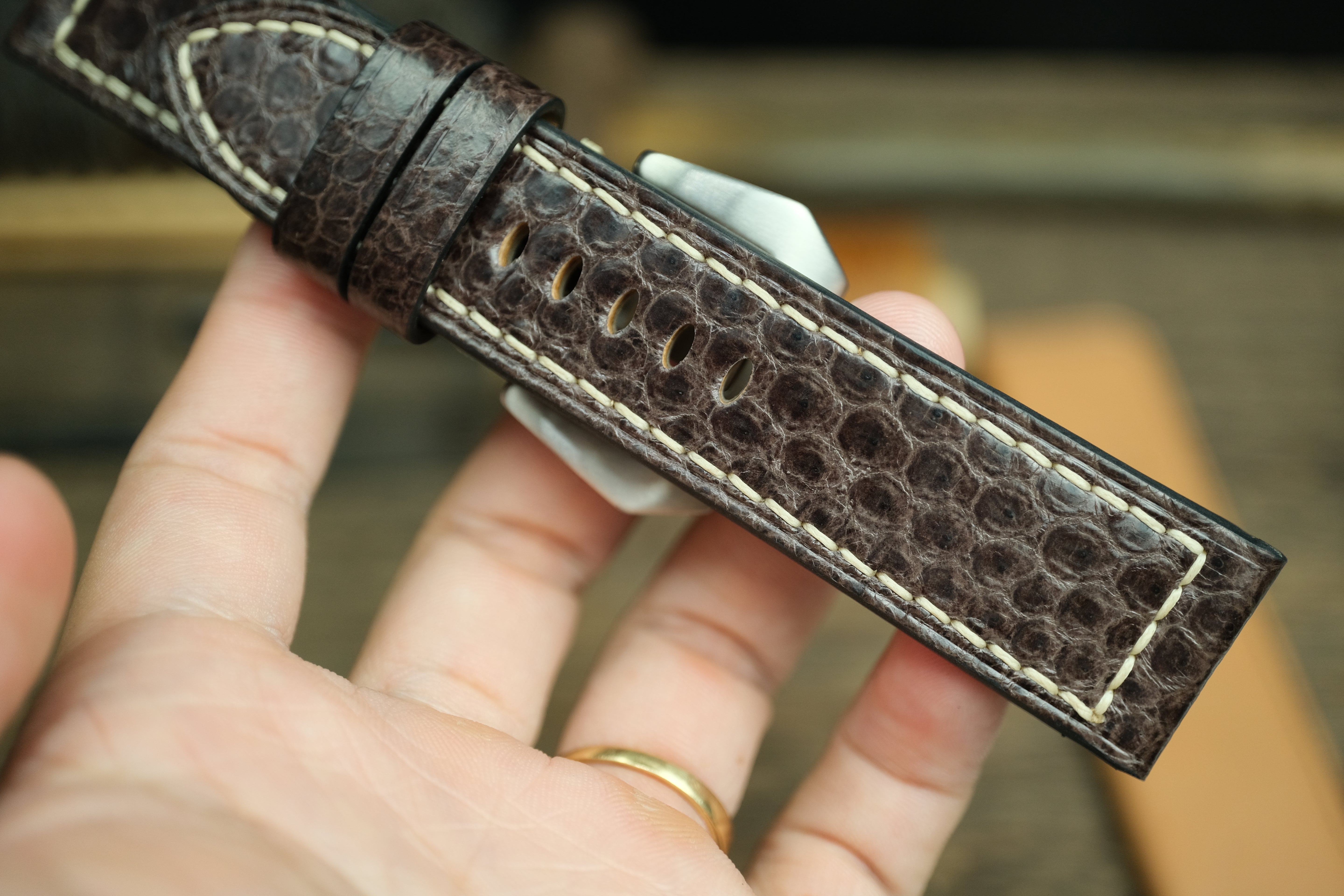 Dark Brown Snake Leather Panerai Watch Strap