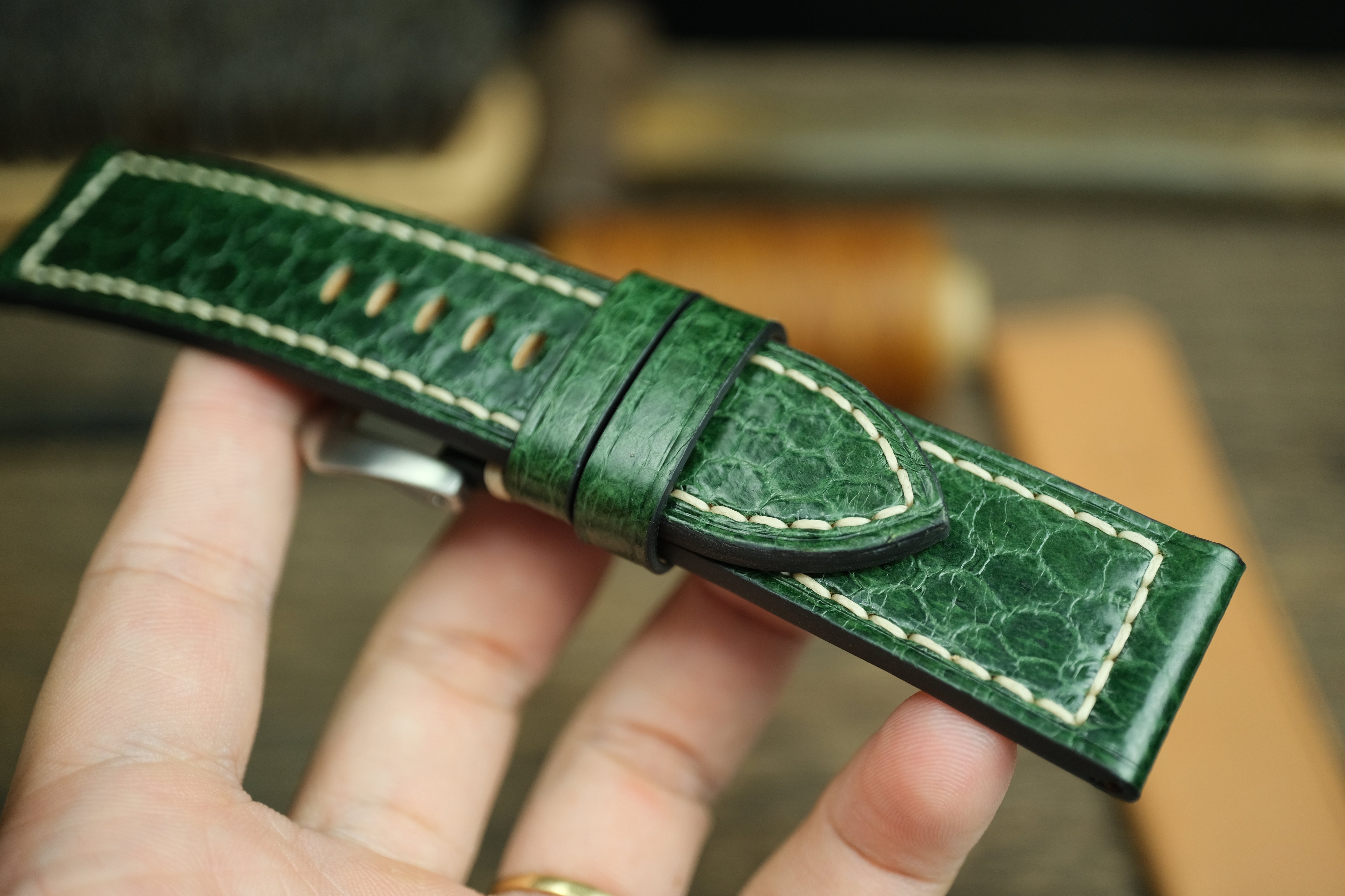 Green Snake Leather Handmade Panerai Watch Strap