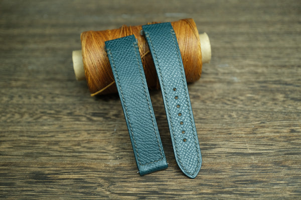 SANTOS DE CARTIER WATCH STRAP, MIDNIGHT GREEN EPSOM LEATHER BAND.