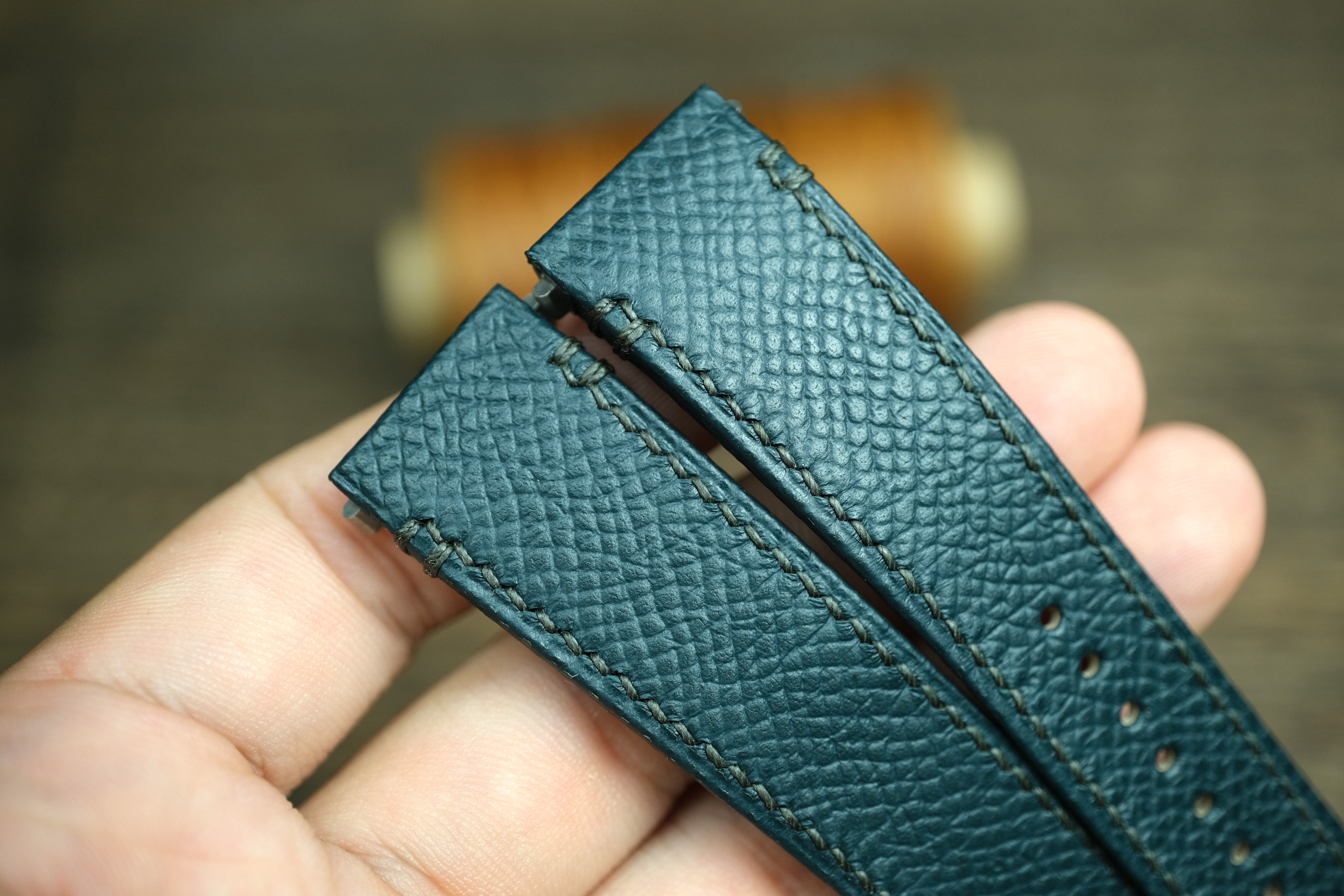 Midnight Green Epsom Leather Santos De Cartier Watch Strap