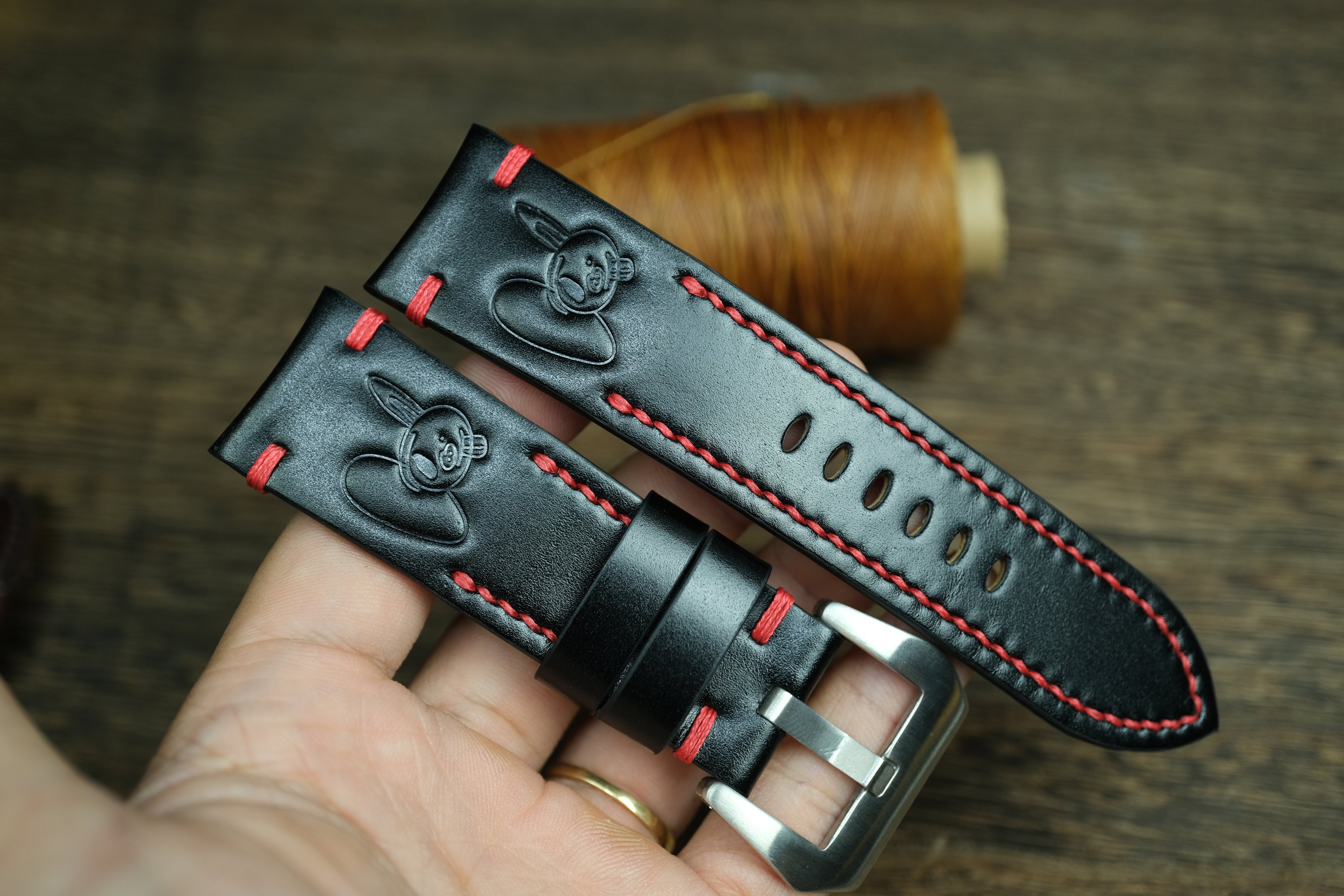 Black Buttero Leather Rally Style Watch Strap