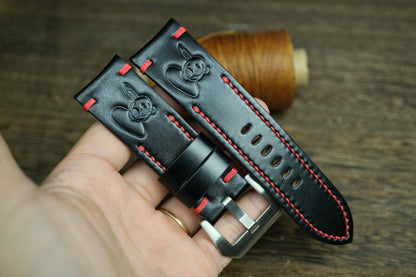Black Buttero Leather Rally Style Watch Strap
