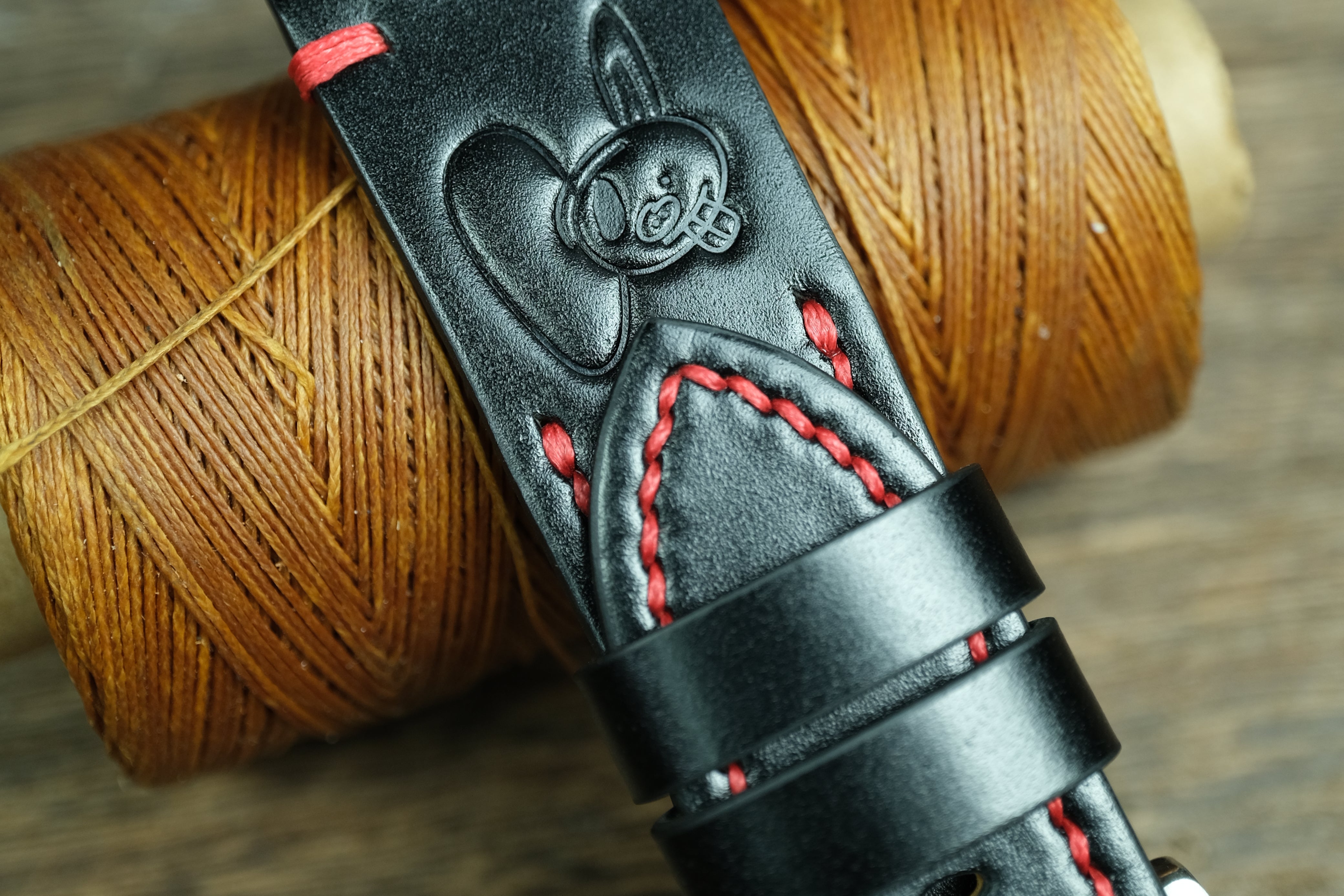 Black Buttero Leather Rally Style Watch Strap