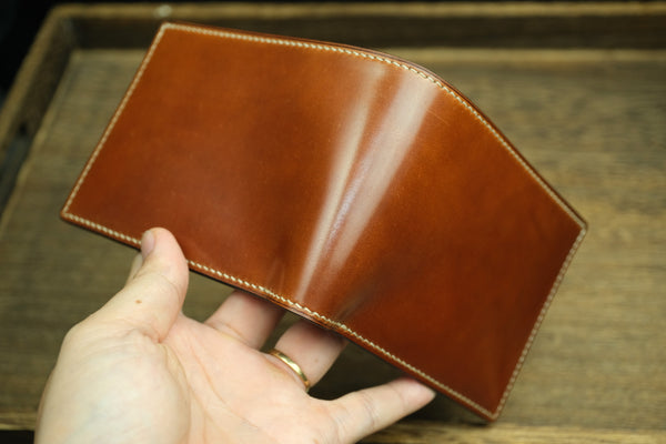 HORWEEN SHELL CORDOVAN LEATHER WALLET, HANDMADE MAN BIFLOD WALLET.