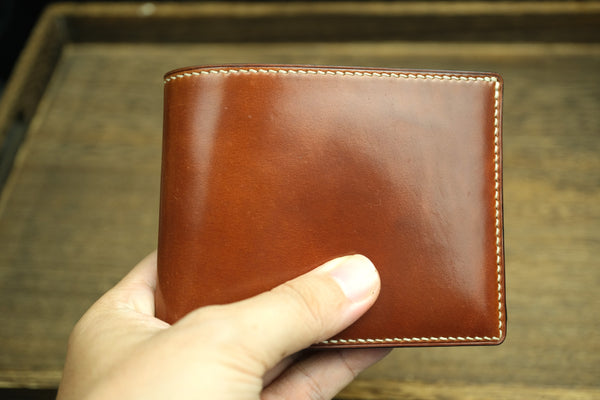 HORWEEN SHELL CORDOVAN LEATHER WALLET, HANDMADE MAN BIFLOD WALLET.