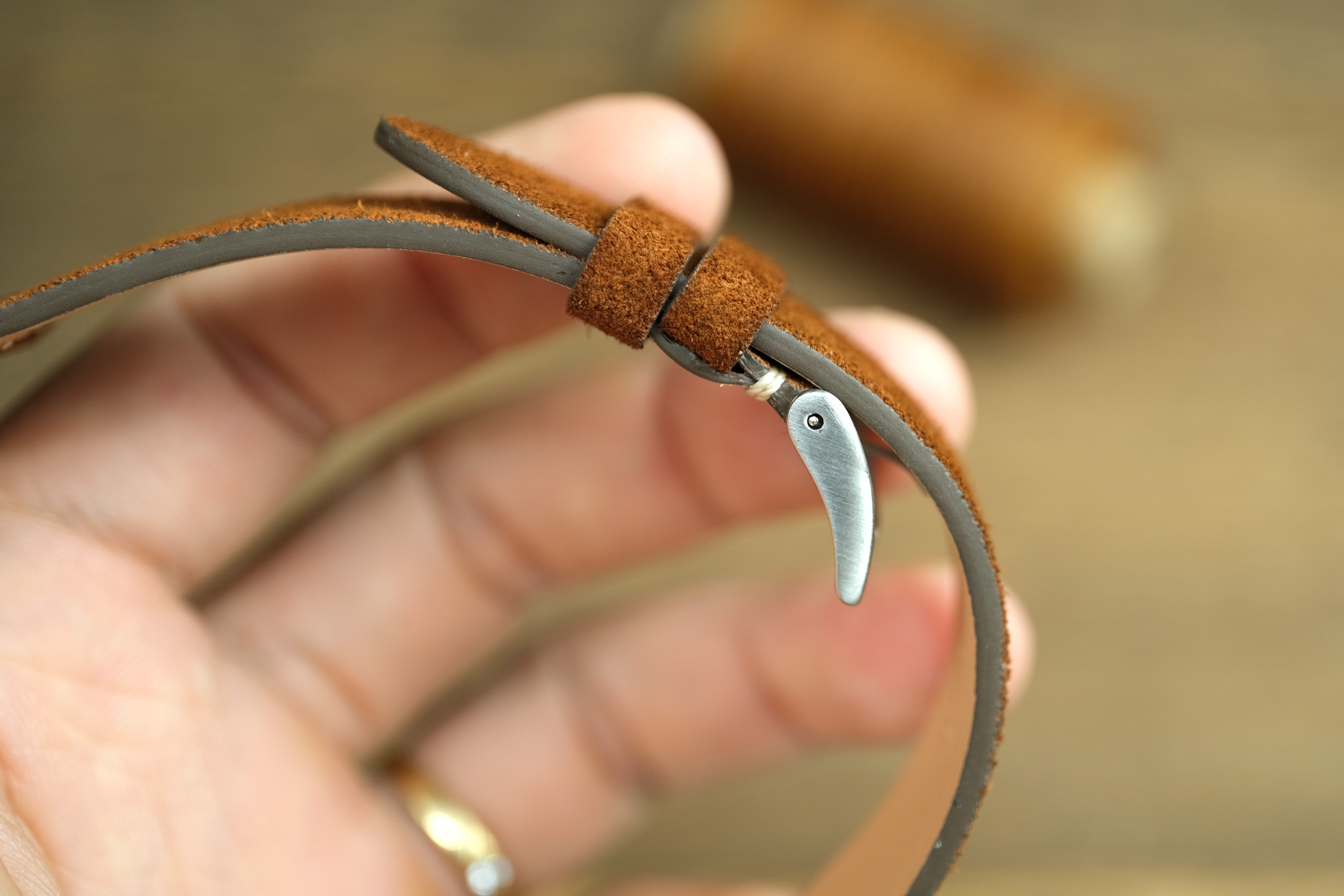 Brown Suede Leather Watch Strap, Row Stitch