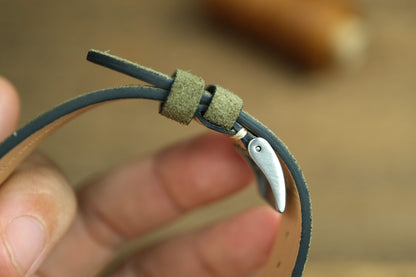 Olive Green Suede Leather Watch Strap, Row Stitch