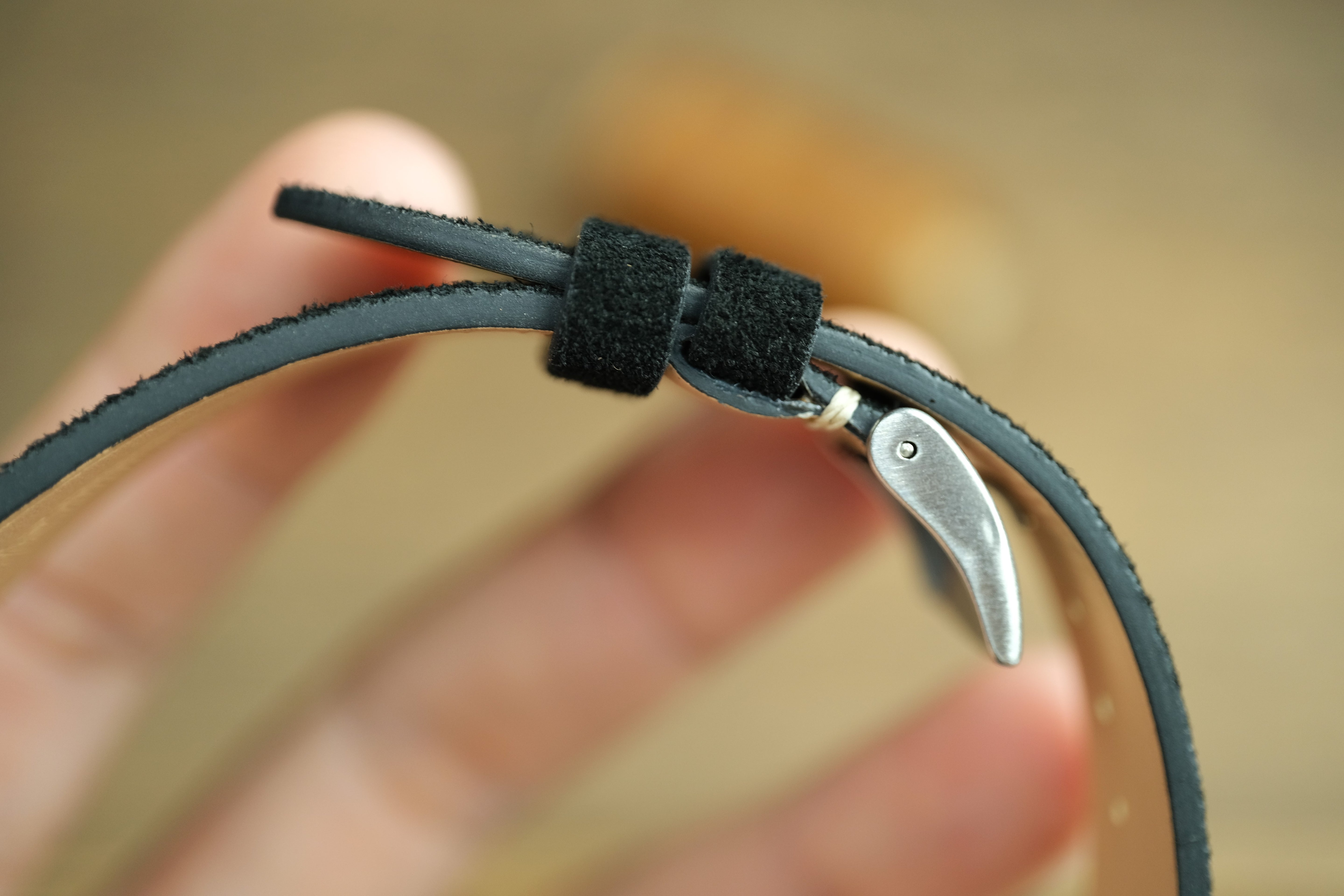 Black Suede Leather Watch Strap, Row Stitch