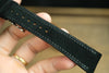 LEATHER WATCH STRAP, BLACK SUEDE LEATHER WATCH BAND SIDE STITCH