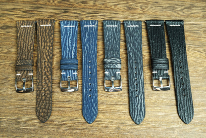 Handmade Brown Shark Leather Row-Stitch Watch Strap