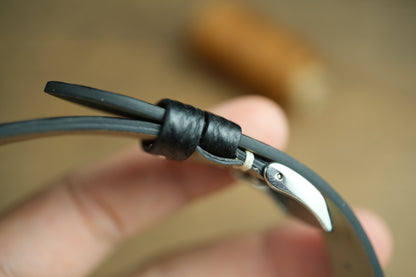 Black Shark Leather Watch Strap, Row-Stitch