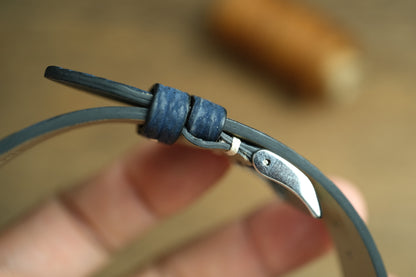 Handmade Blue Shark Leather Row-Stitch Watch Strap