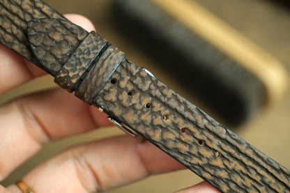 Handmade Brown Shark Leather Row-Stitch Watch Strap