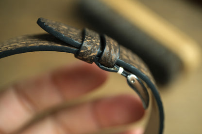 Handmade Brown Shark Leather Row-Stitch Watch Strap