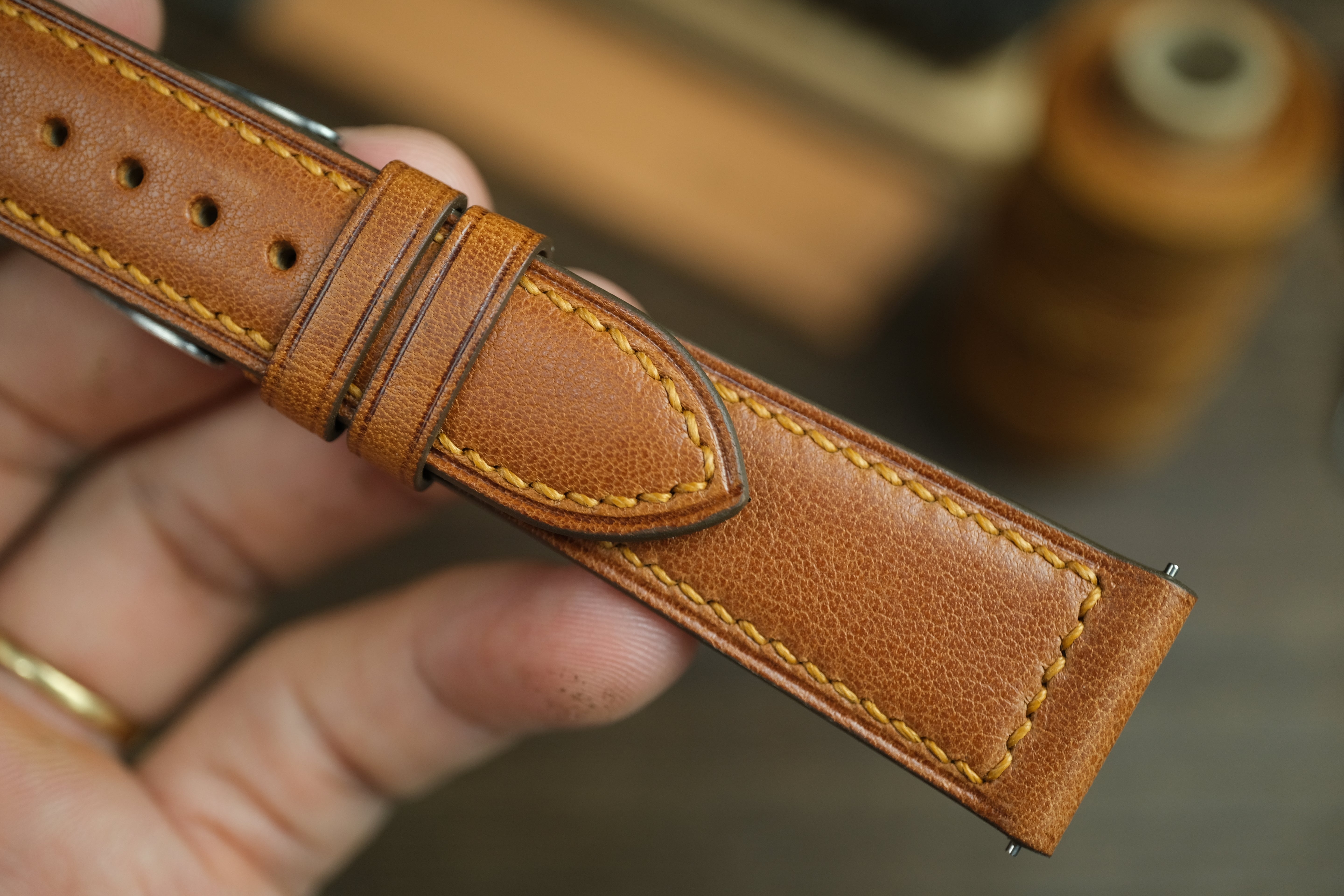 Gold Brown Vacheta Leather Watch Strap