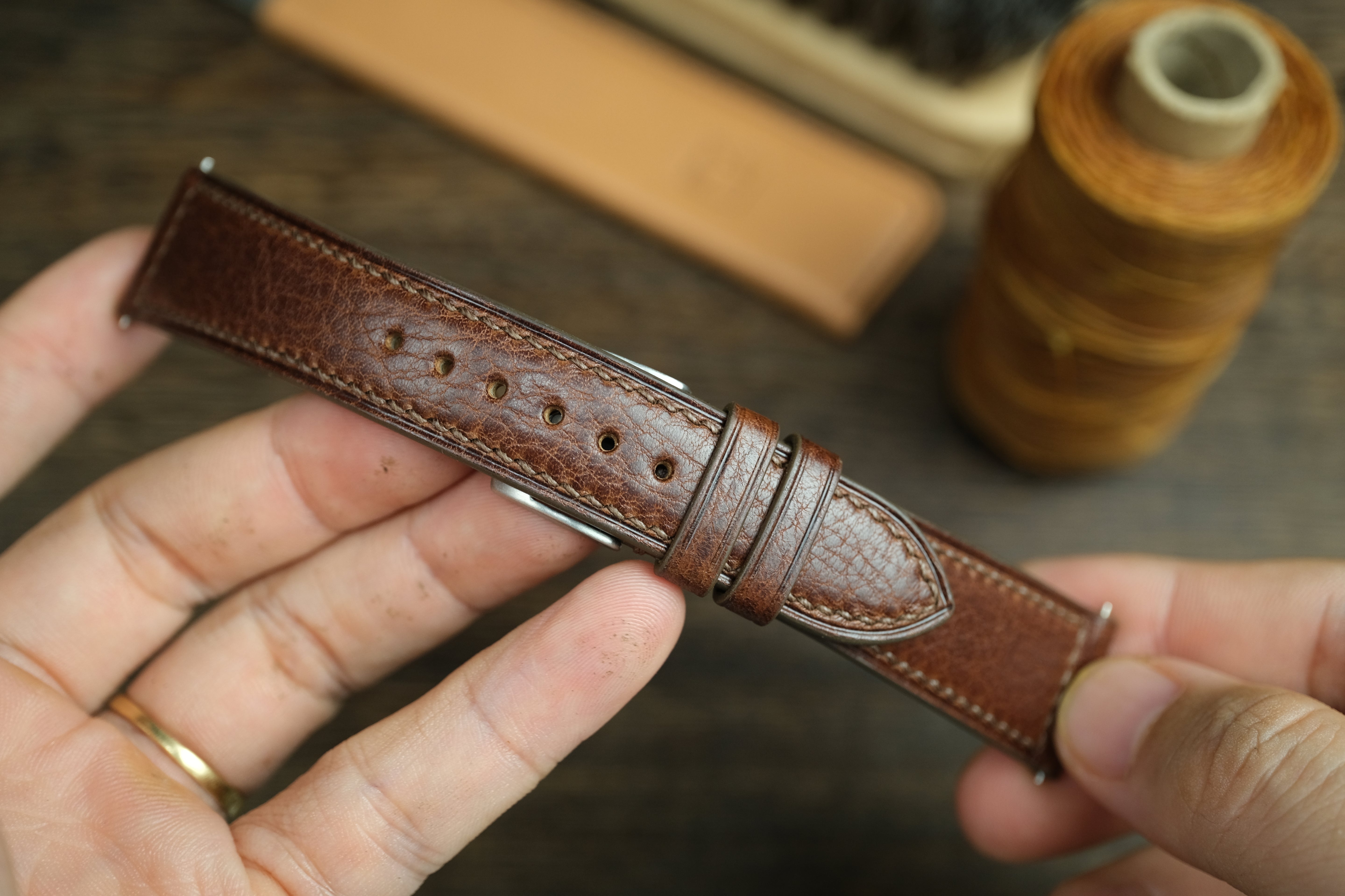 Dark Brown Vacheta Leather Watch Strap