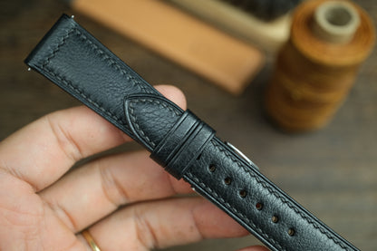 Black Vacheta Leather Watch Strap