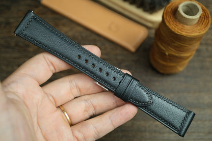 Black Vacheta Leather Watch Strap