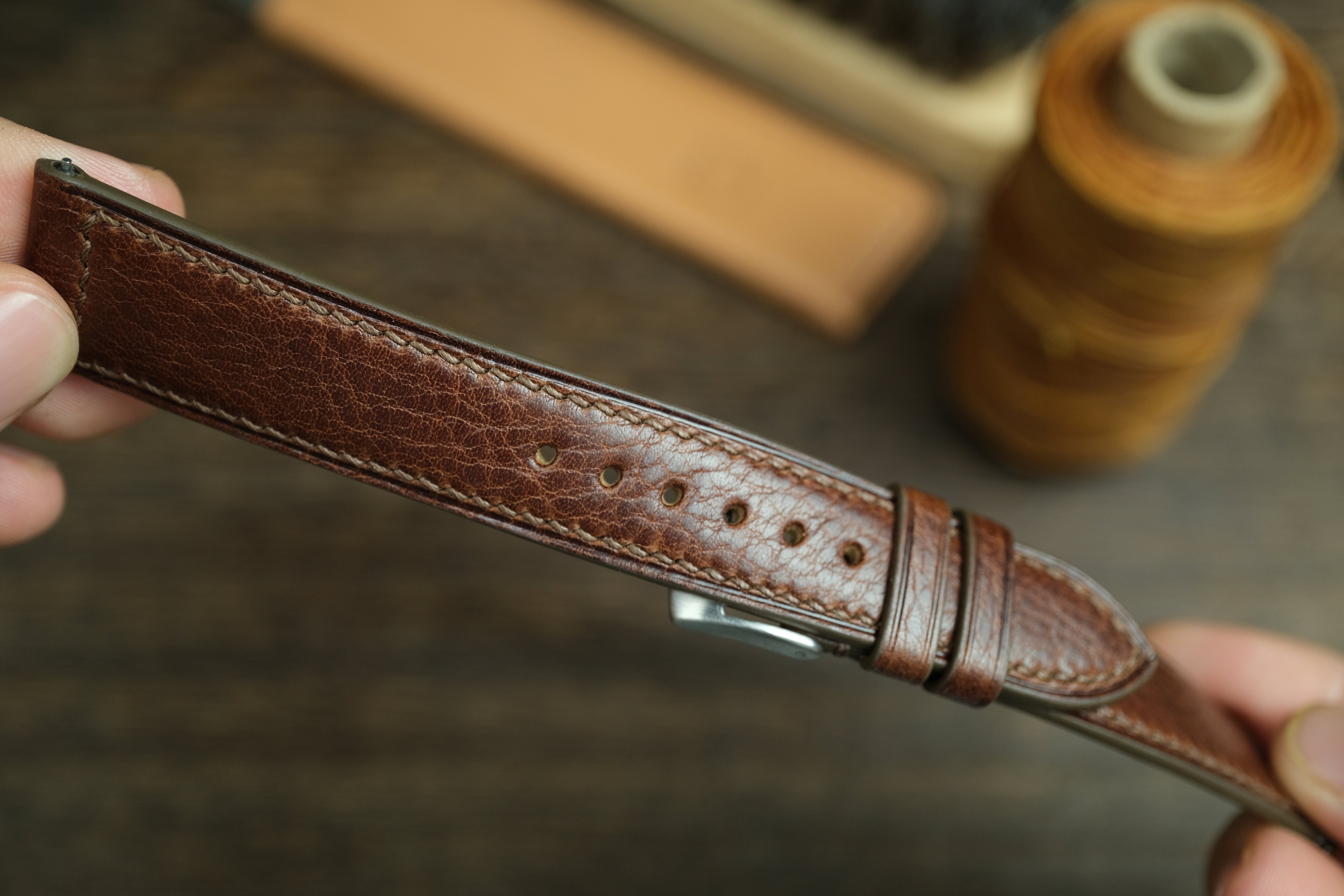 Dark Brown Vacheta Leather Watch Strap