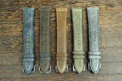 Black Distressed Leather Watch Strap