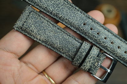 Black/Grey Distressed Leather Watch Strap