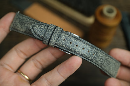 Black/Grey Distressed Leather Watch Strap