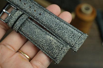 Black/Grey Distressed Leather Watch Strap