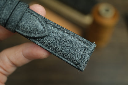 Black Distressed Leather Watch Strap
