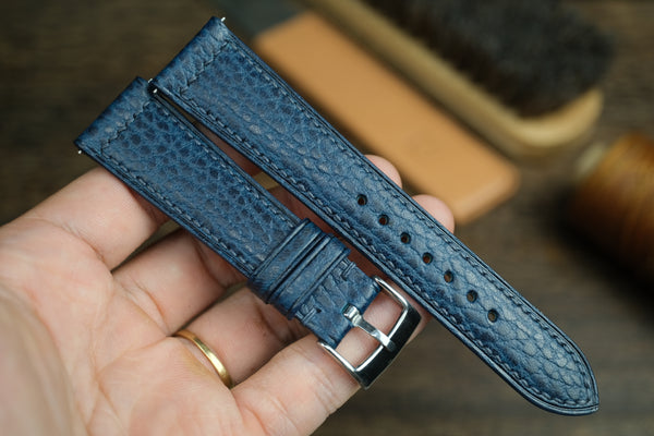 LEATHER WATCH STRAP, BLUE DOLLARO LEATHER WATCH BAND.