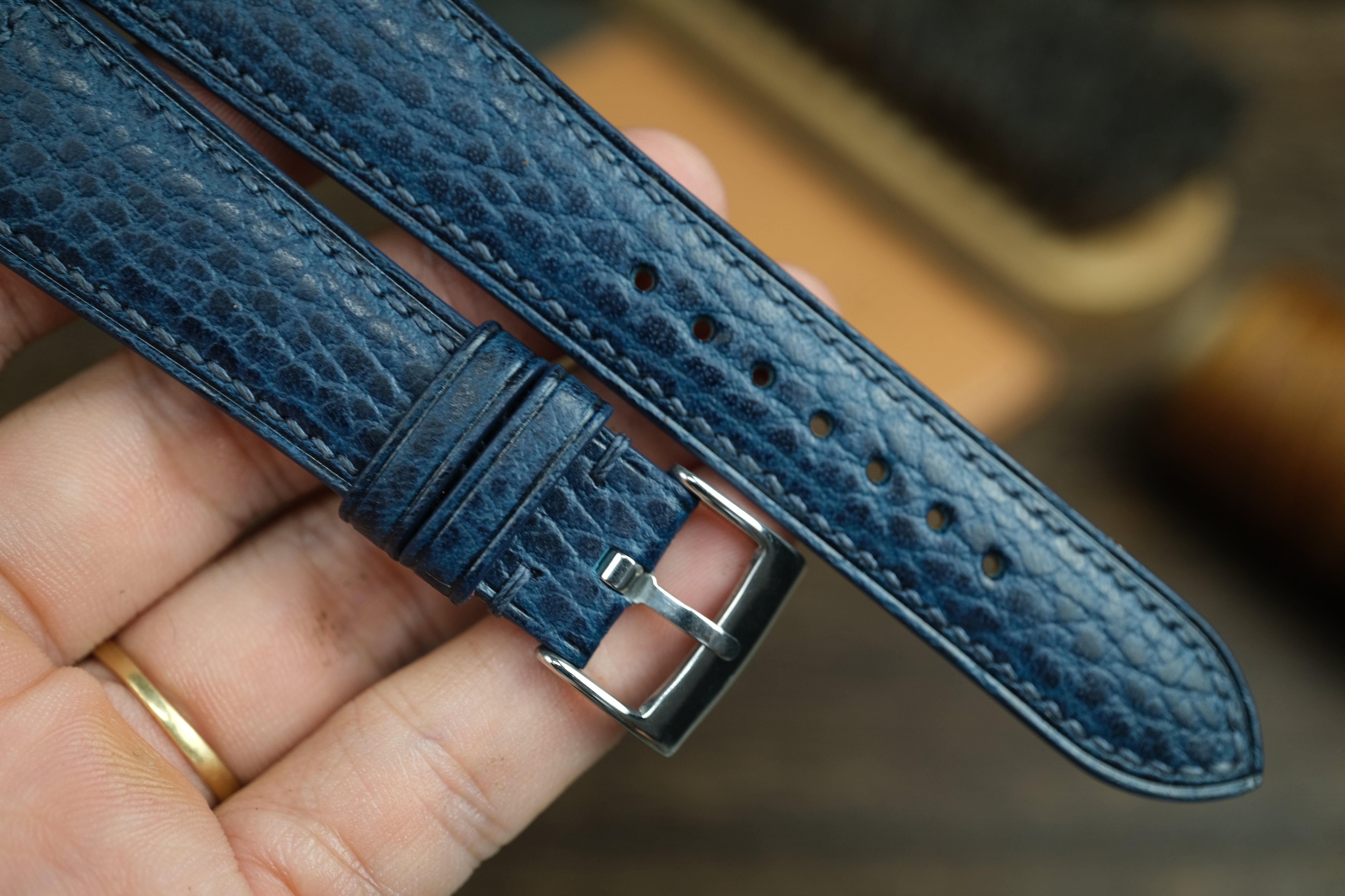 Blue Dollaro Leather Watch Strap