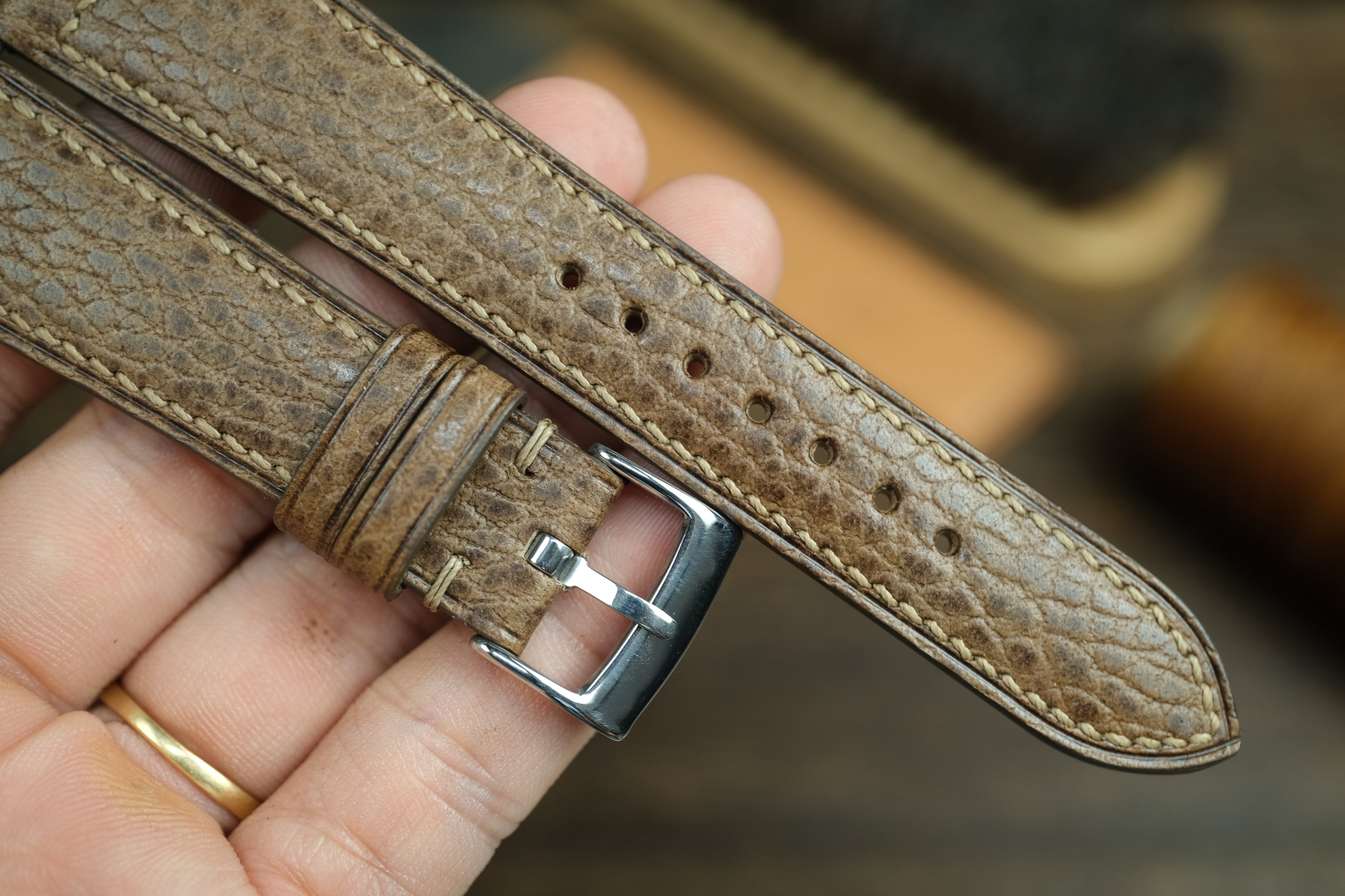 Taupe Dollaro Leather Watch Strap