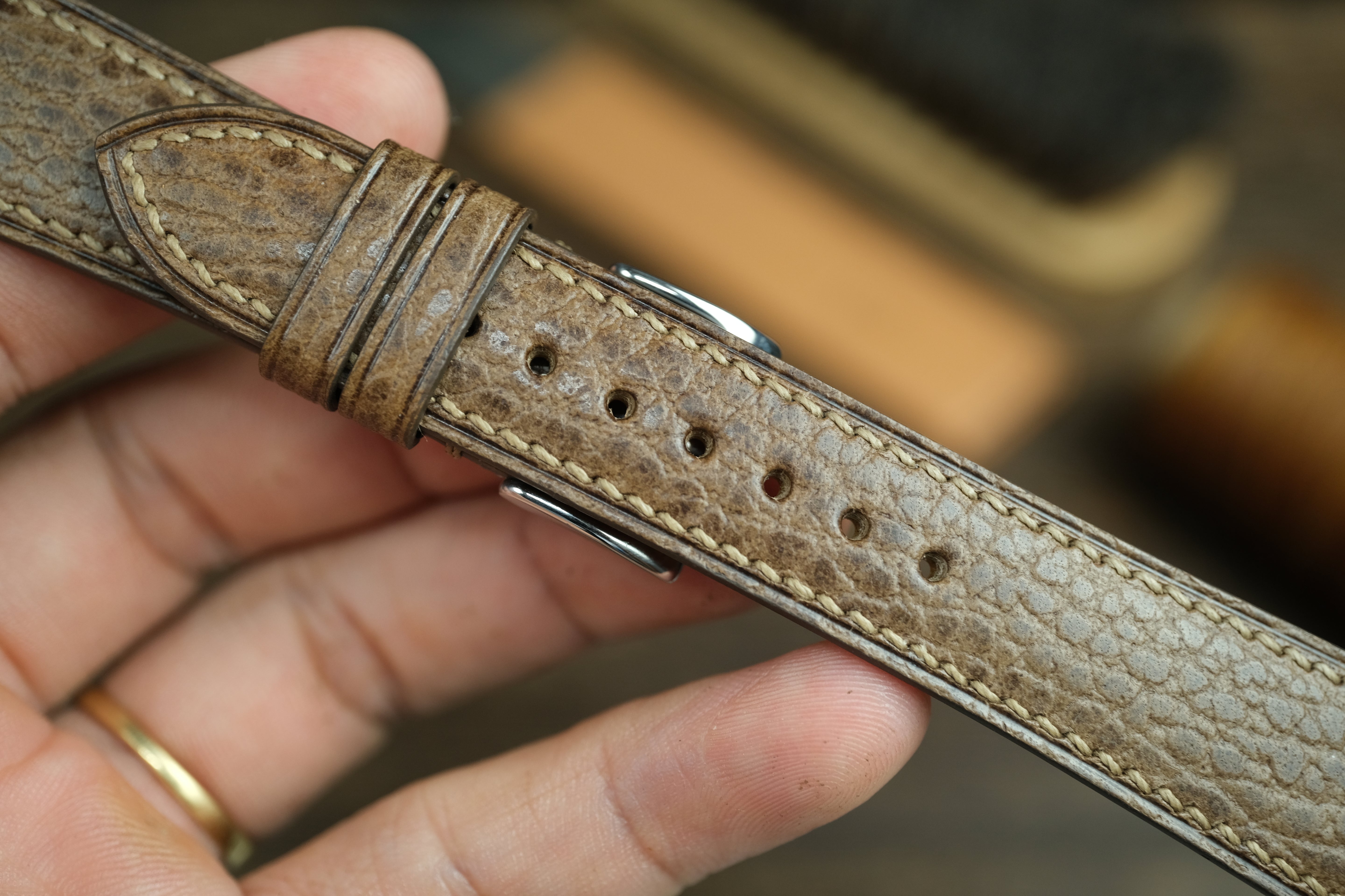 Taupe Dollaro Leather Watch Strap