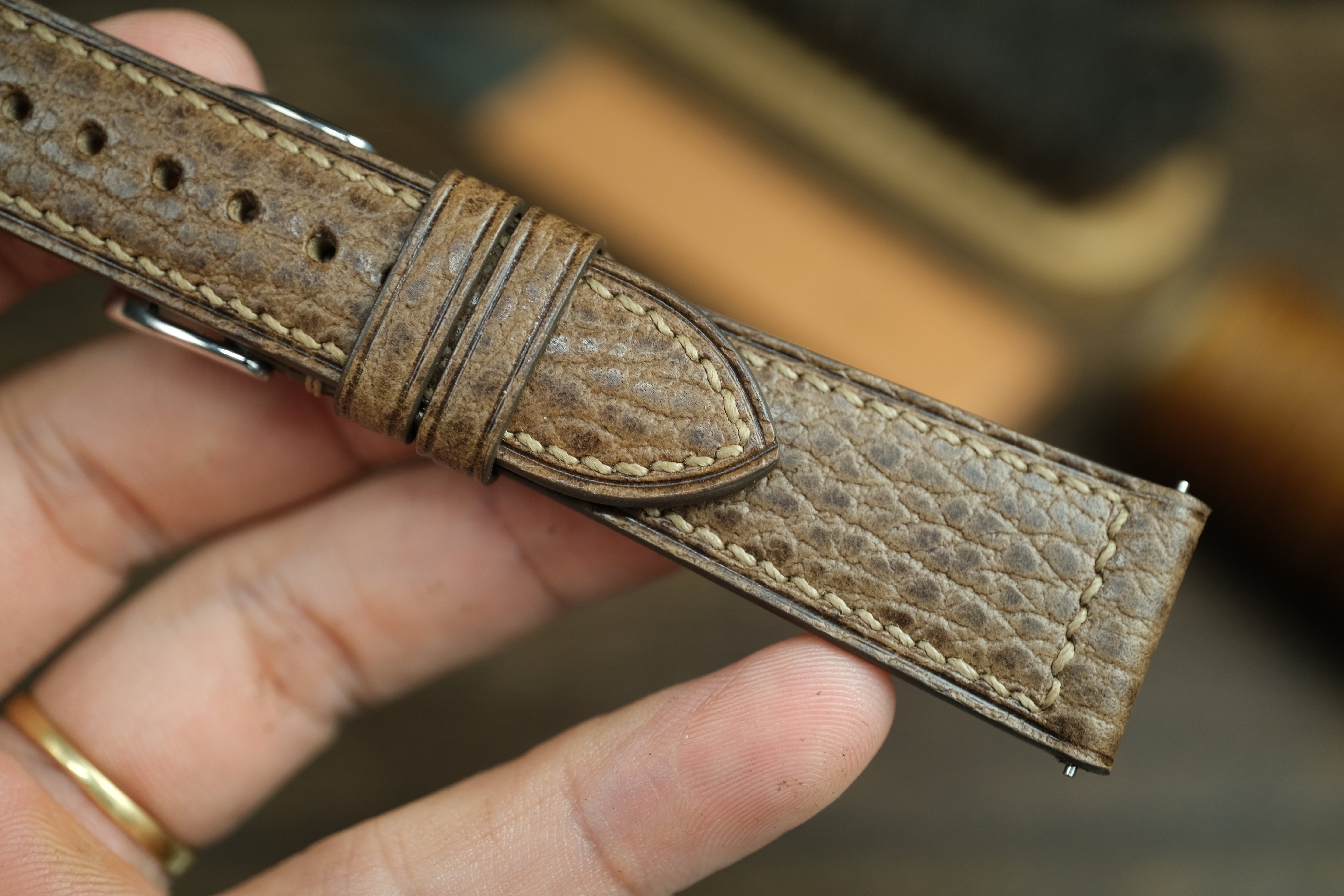 Taupe Dollaro Leather Watch Strap