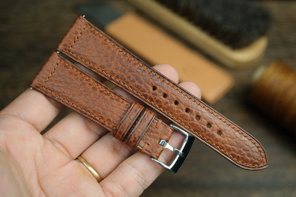 LEATHER WATCH STRAP, BROWN DOLLARO LEATHER WATCH BAND.