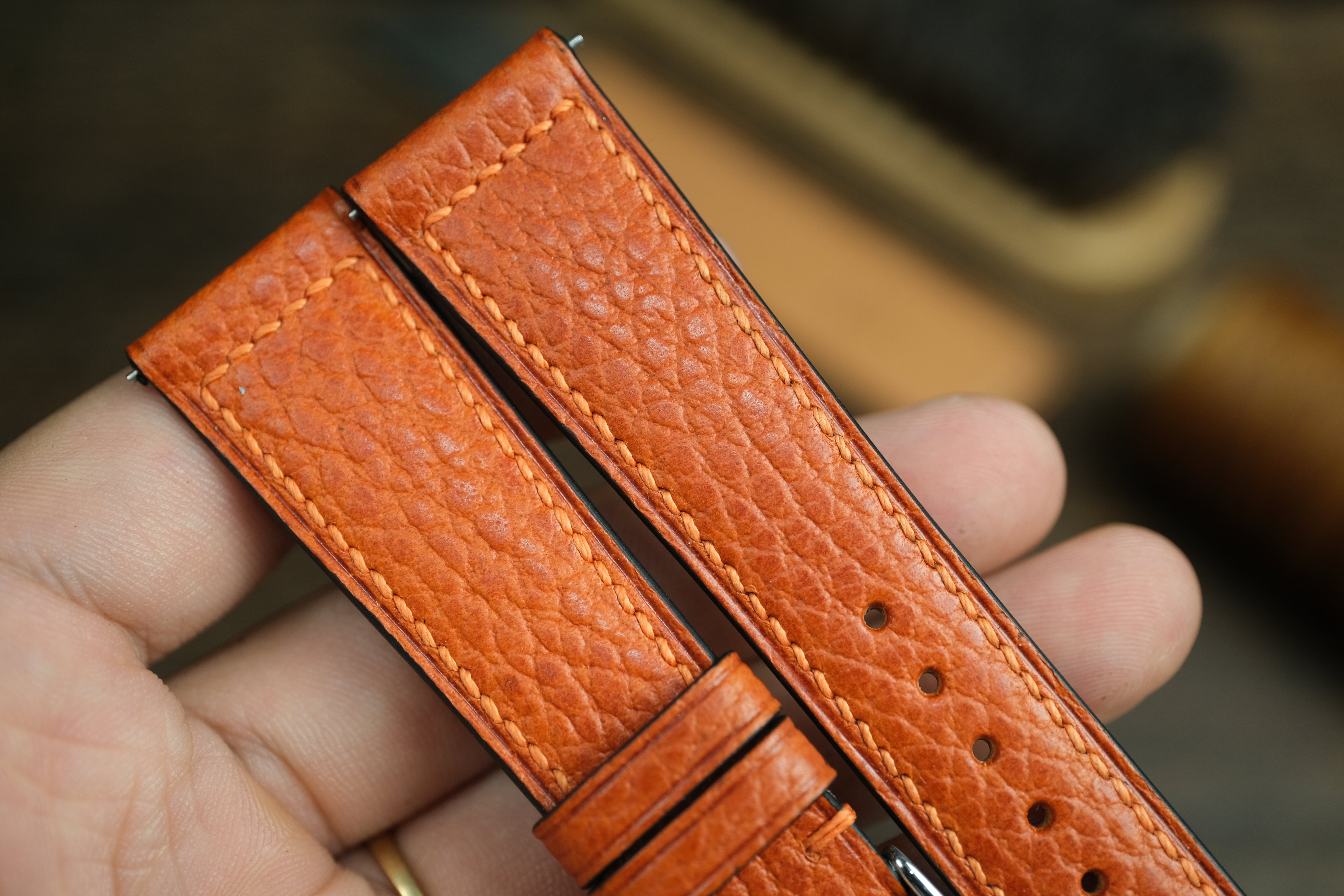 Orange Dollaro Leather Watch Strap