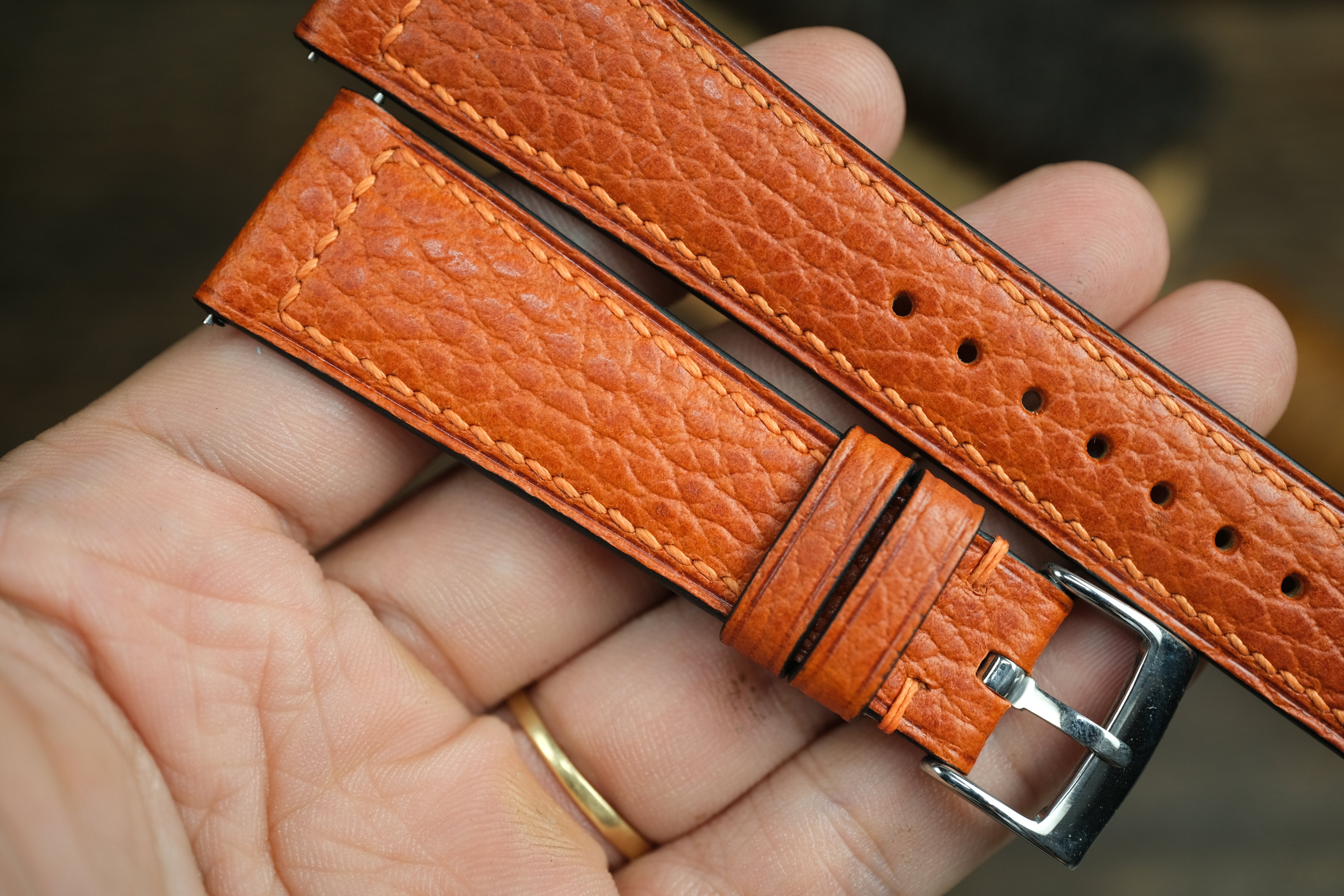 Orange Dollaro Leather Watch Strap