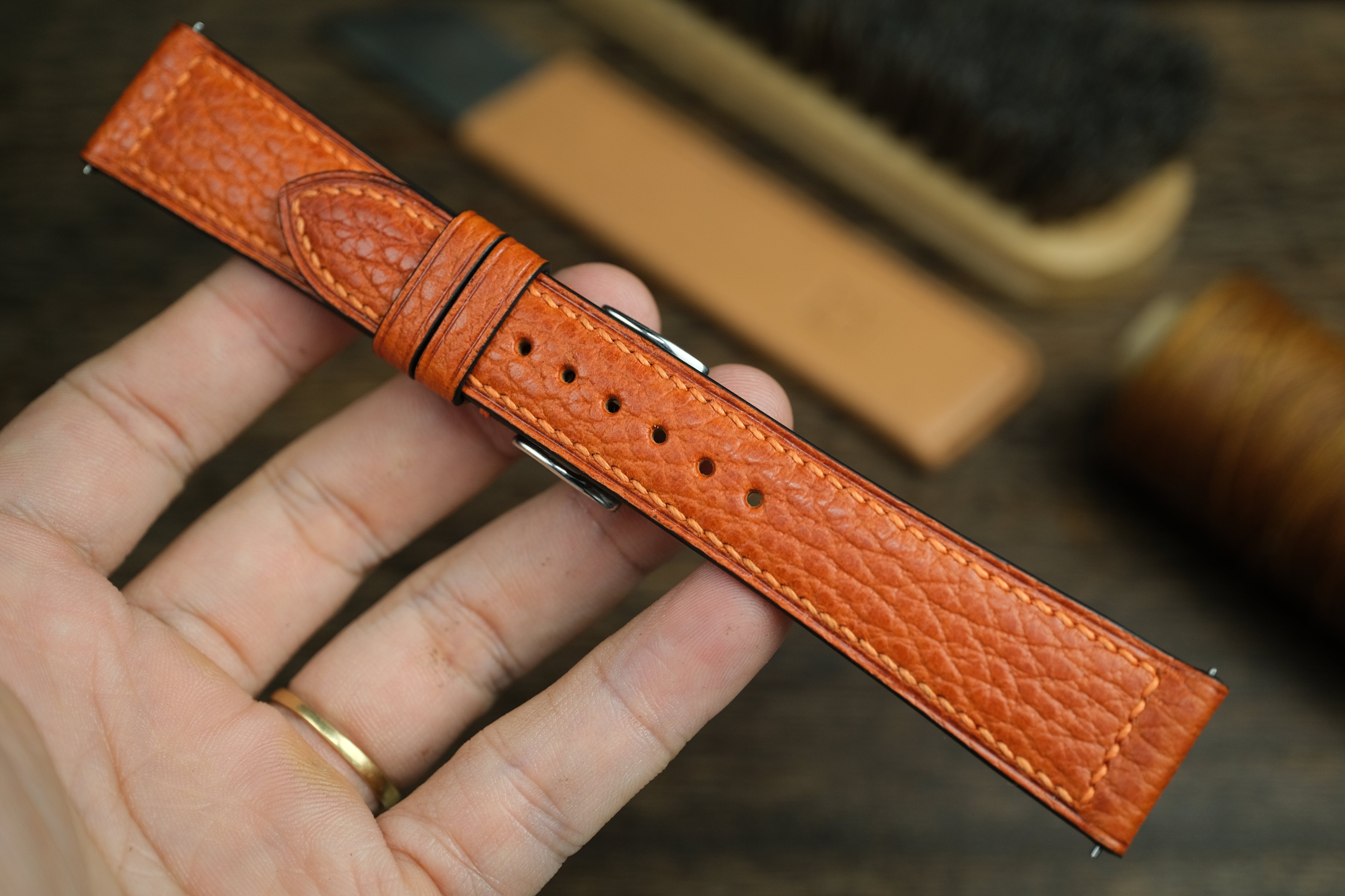 Orange Dollaro Leather Watch Strap