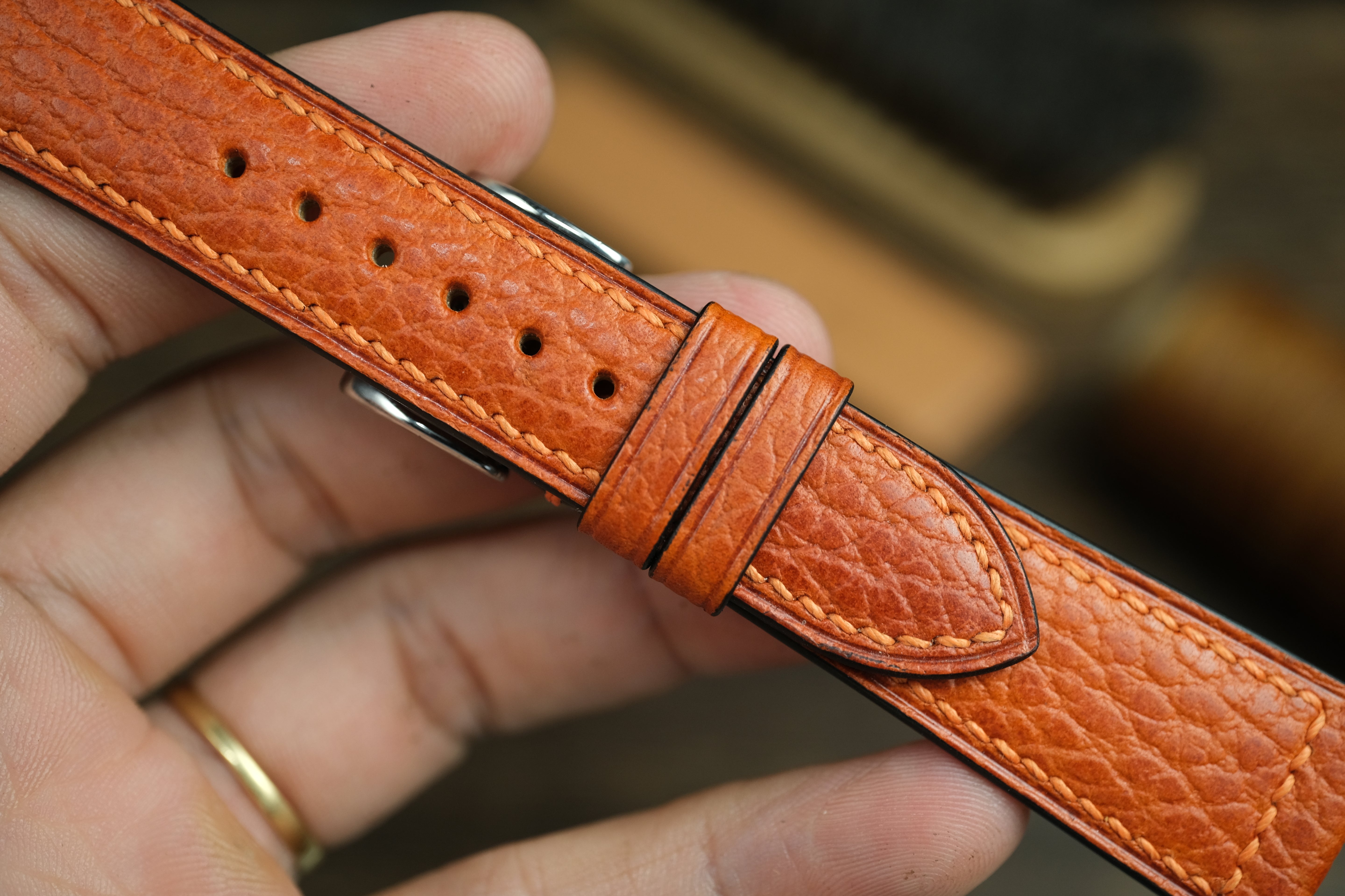 Orange Dollaro Leather Watch Strap