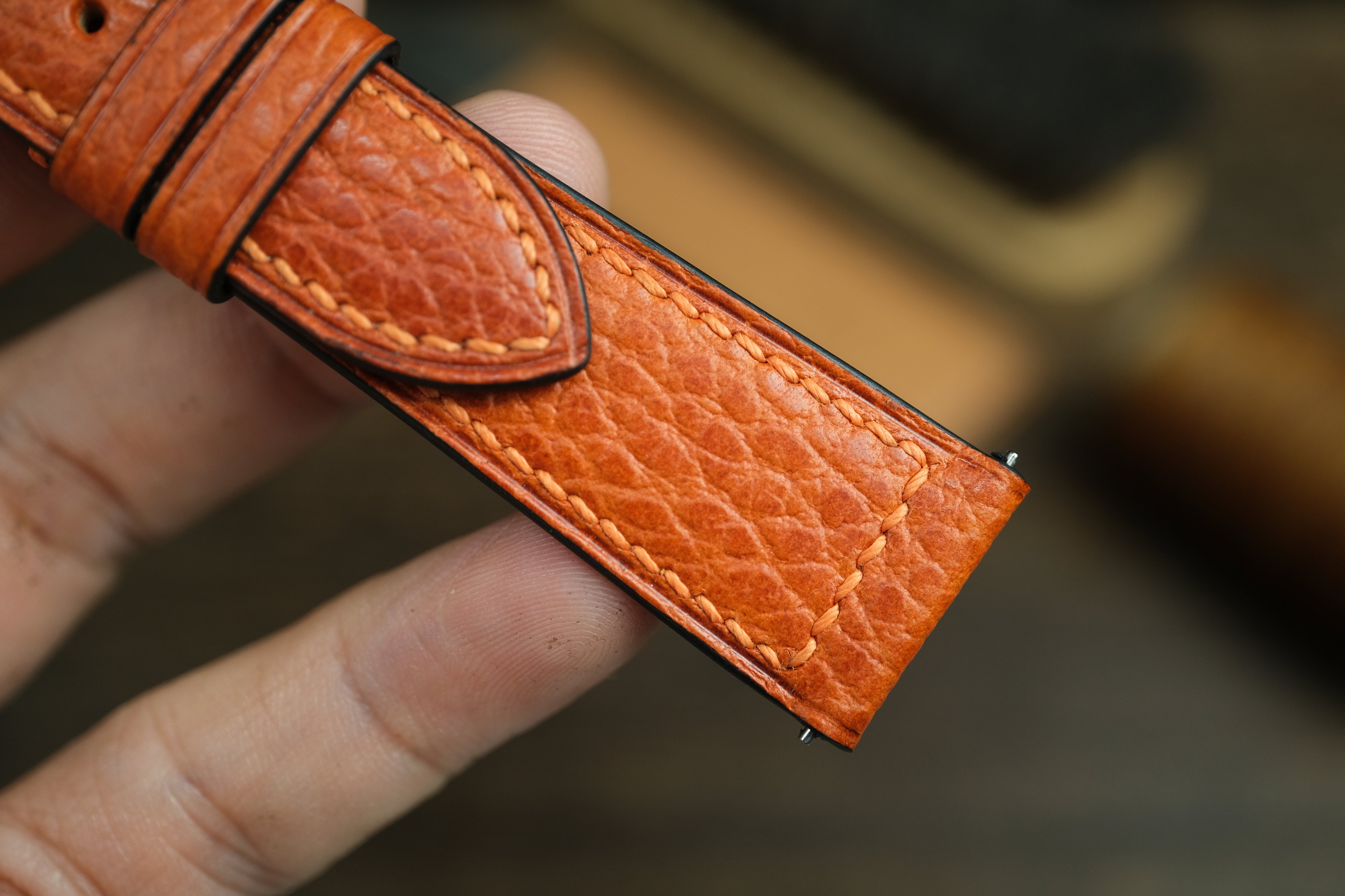 Orange Dollaro Leather Watch Strap