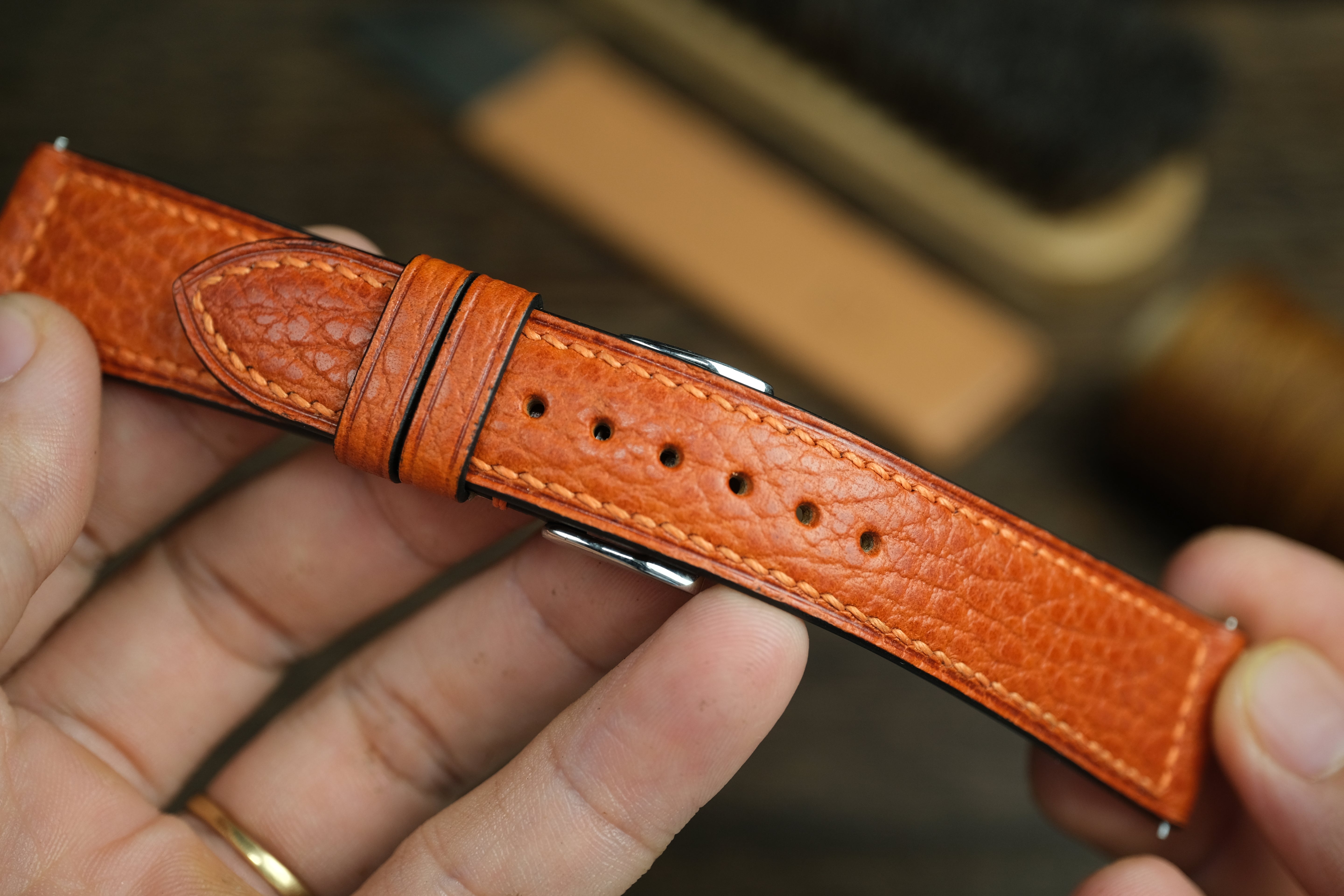 Orange Dollaro Leather Watch Strap