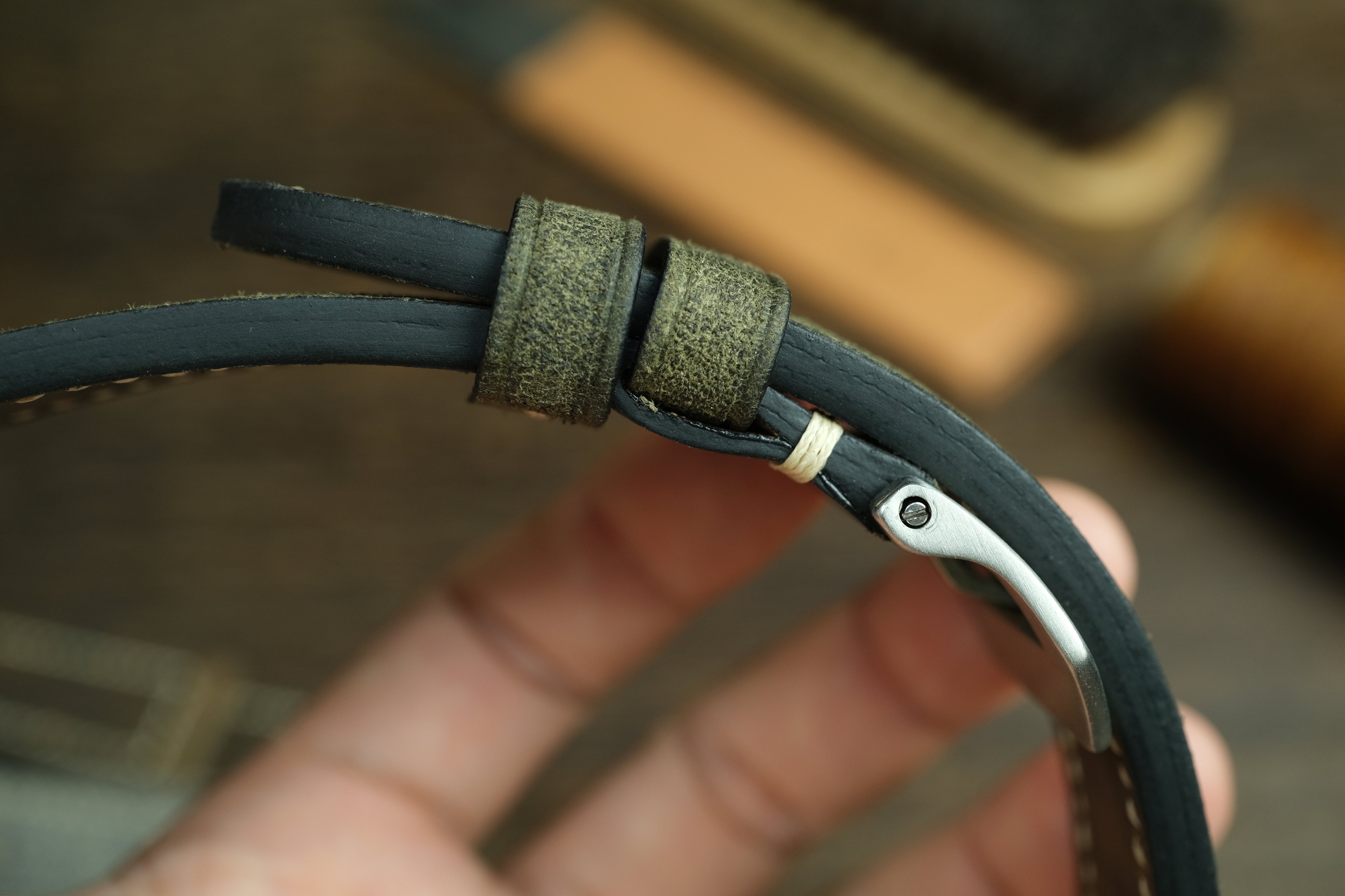 Panerai Watch Strap, Olive Green Distressed Leather Watch Band